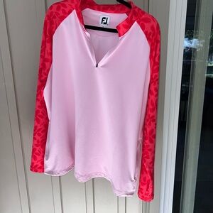FootJoy Pink and Red Quarter-Zip Pullover
